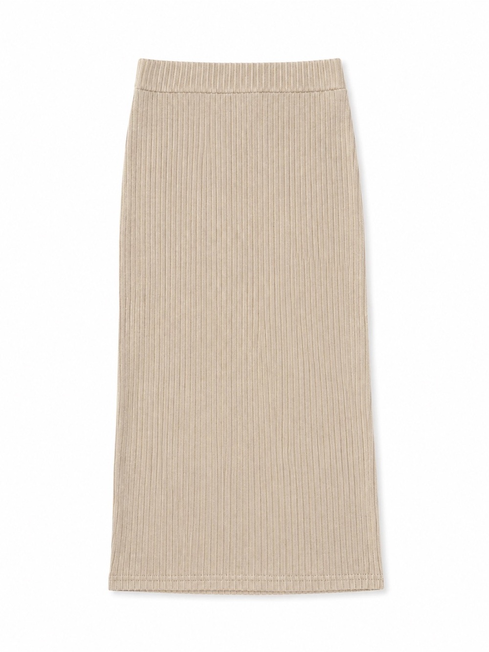 Ribbed Knit Midi Skirt in Beige